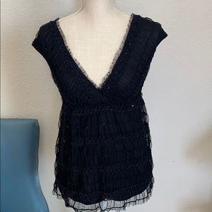 Max studio black lace blouse xsmall
